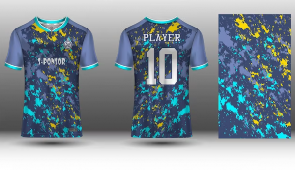 Baju futsal dengan motif digital abstract